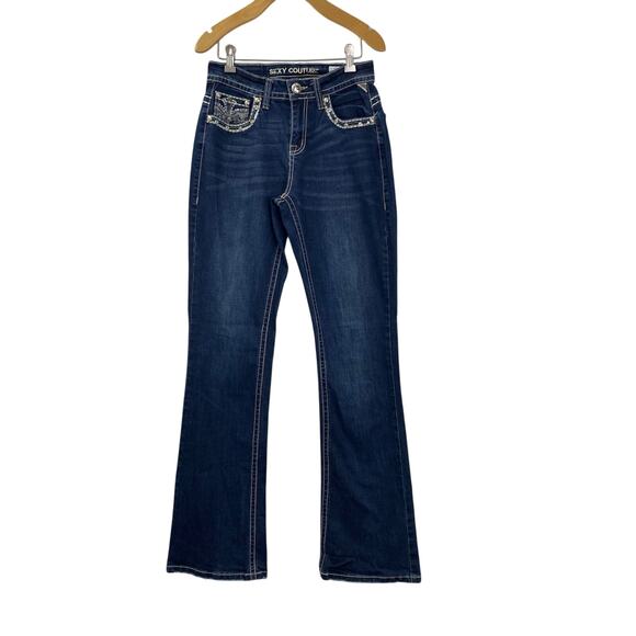 Sexy Couture Boot Fit Size 9 Western Jeans Embelish Bling Embroidery Backpocket - Picture 1 of 11